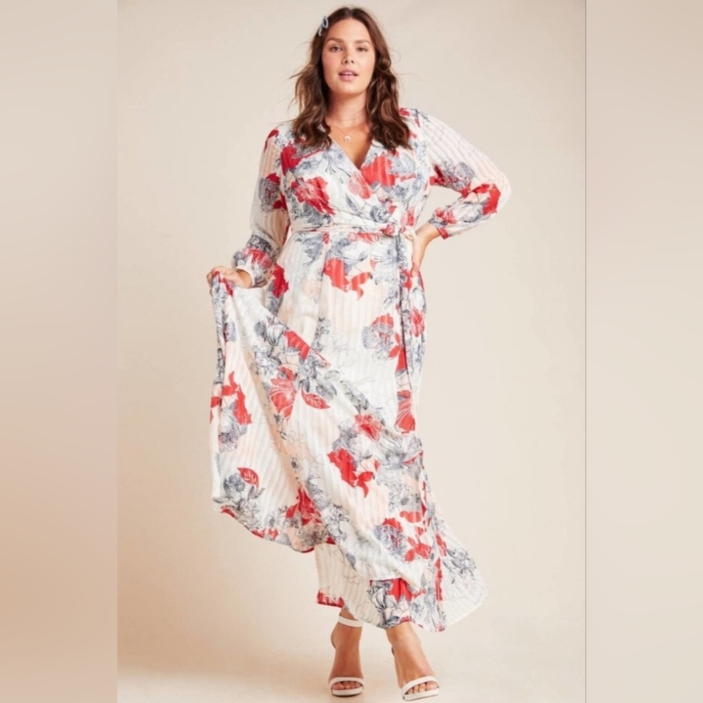 Hutch Joyce Floral Wrap Maxi Dress, Size 2X